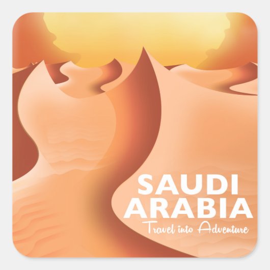 Reisposter Saudi-Arabië Per Vliegtuig Vierkante Sticker (Voorkant)
