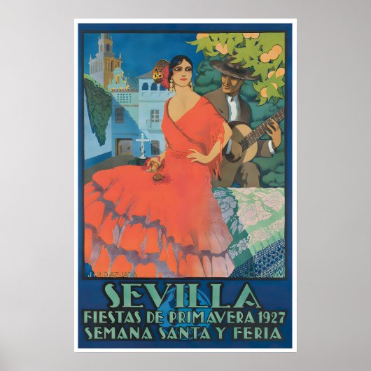 Reisposter Sevilla Spanje Spaans Cadeau Festival Poster (Voorkant)