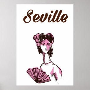 Reisposter Sevilla Spanje vintage Poster