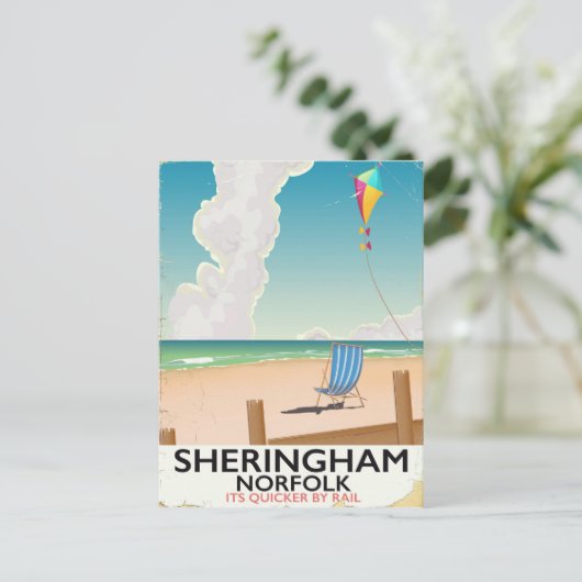 Reisposter Sheringham Norfolk Beach Briefkaart (Staand voorkant)