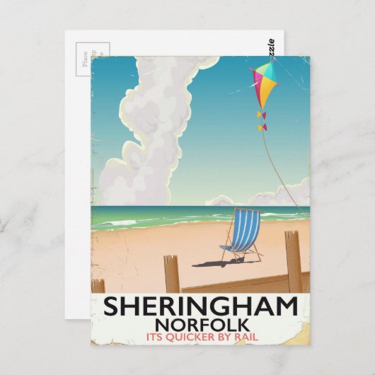 Reisposter Sheringham Norfolk Beach Briefkaart (Voorkant / Achterkant)