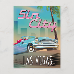 Reisposter Sin city Las Vegas Briefkaart