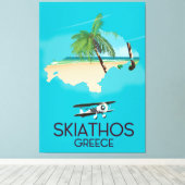 Reisposter Skiathos Griekenland Canvas Afdruk (Insitu (Houten vloer))