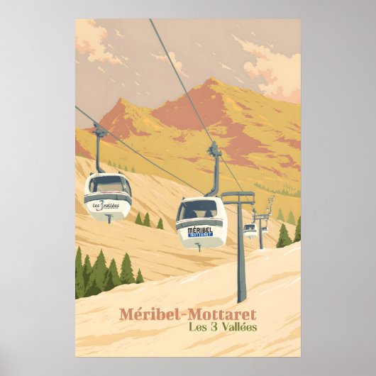 Reisposter Skigebied Meribel Mottaret Poster (Voorkant)