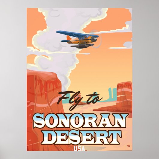Reisposter Sonoran Desert Cartoon. Poster (Voorkant)
