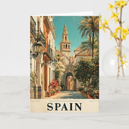 Reisposter Spanje Kaart (Gele Bloem)