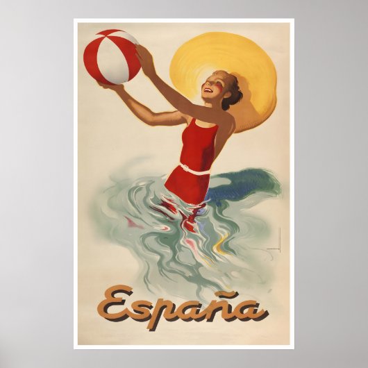 Reisposter Spanje Spaanse Kunst Strandprint Poster (Voorkant)