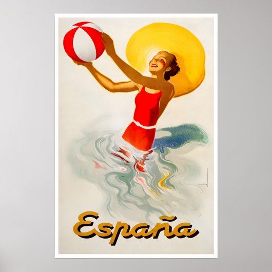 Reisposter Spanje Spaanse Kunst Strandprint Poster (Voorkant)