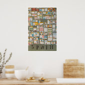 Reisposter Spanje Spaanse Straatkunst Huizen Poster (Keuken)