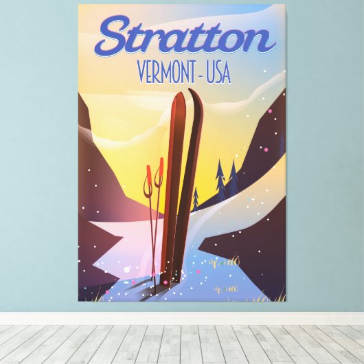 Reisposter Stratton Vermont Canvas Afdruk (Insitu (Houten vloer))