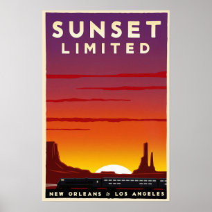 Reisposter Sunset Limited-spoorlijn Poster