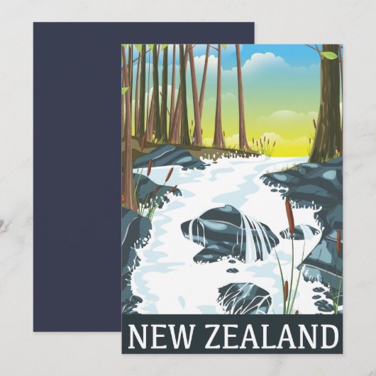 Reisposter T-Shirt uit Nieuw-Zeeland Kaart (Voorkant / Achterkant)
