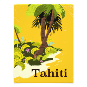 Reisposter Tahiti Retro Foto Afdruk