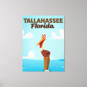 Reisposter Tallahassee Florida cartoon Canvas Afdruk