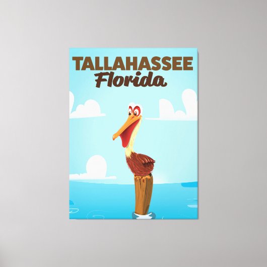 Reisposter Tallahassee Florida cartoon Canvas Afdruk (Voorkant)