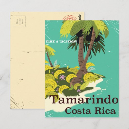 Reisposter Tamarindo Costa Rica Briefkaart (Voorkant / Achterkant)
