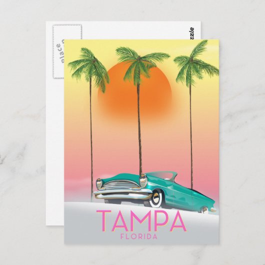 reisposter Tampa Florida Briefkaart (Voorkant / Achterkant)
