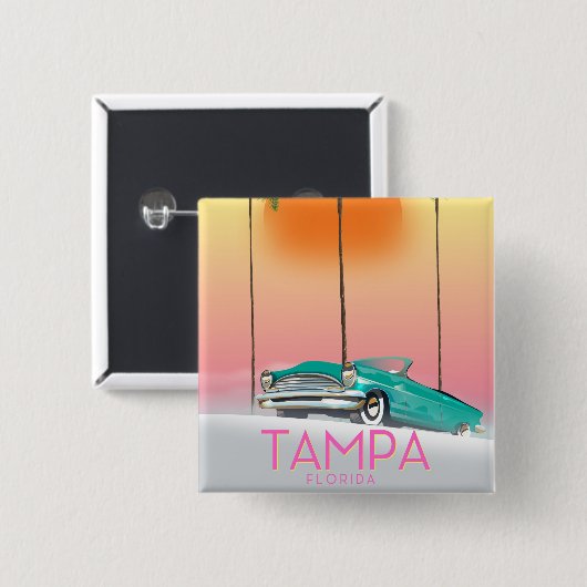  reisposter Tampa Florida Vierkante Button 5,1 Cm (Voorkant /achterkant)