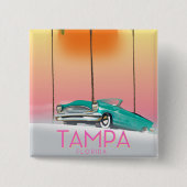  reisposter Tampa Florida Vierkante Button 5,1 Cm (Voorkant)