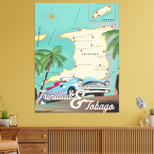 Reisposter Trinidad en Tobago Canvas Afdruk (Insitu (Woonkamer))