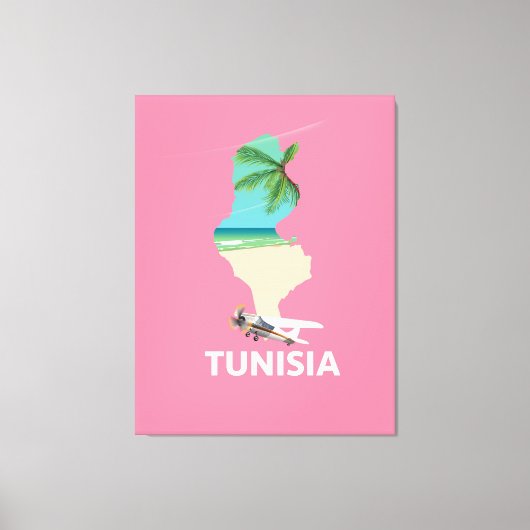Reisposter Tunesië kaart Canvas Afdruk (Voorkant)