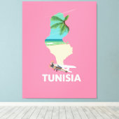 Reisposter Tunesië kaart Canvas Afdruk (Insitu (Houten vloer))