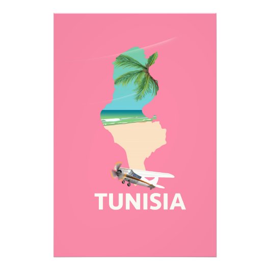 Reisposter Tunesië kaart Foto Afdruk (Voorkant)