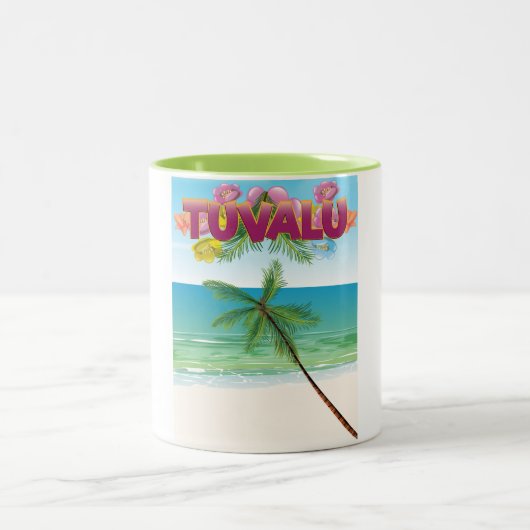 Reisposter Tuvalu-eiland Tweekleurige Koffiemok (Center)