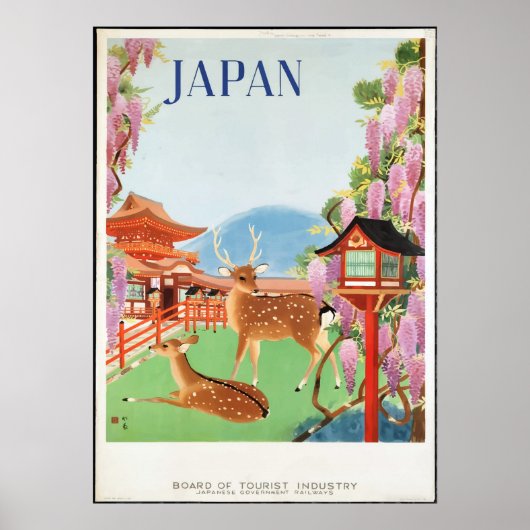  reisposter uit de jaren '30, Deer & Japans Pagoda Poster (Voorkant)