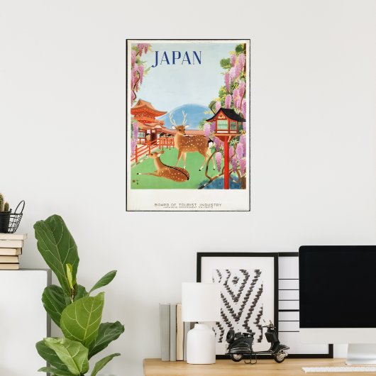  reisposter uit de jaren '30, Deer & Japans Pagoda Poster (Thuiskantoor)