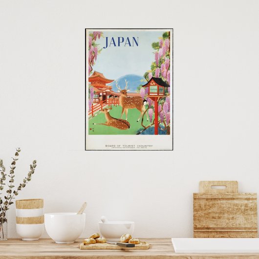  reisposter uit de jaren '30, Deer & Japans Pagoda Poster (Keuken)