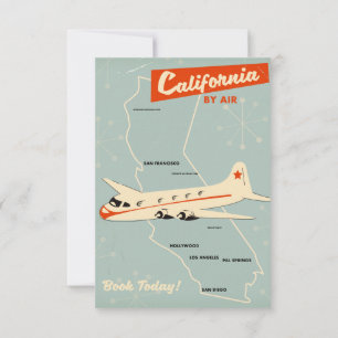 Reisposter uit de jaren 50 in California "per vlie Kaart