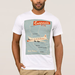 Reisposter uit de jaren 50 in California "per vlie T-shirt