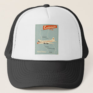 Reisposter uit de jaren 50 in California "per vlie Trucker Pet