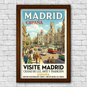Reisposter uit de jaren 60, Madrid, Spanje Poster