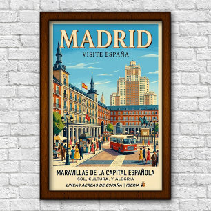 Reisposter uit de jaren 60, Madrid, Spanje Poster