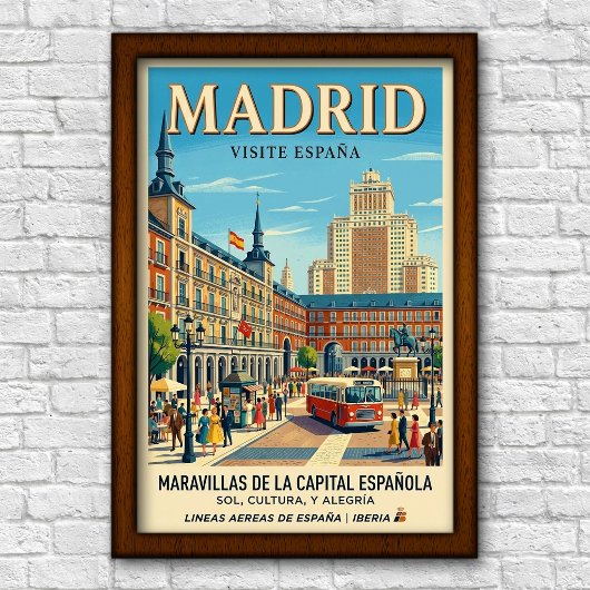 Reisposter uit de jaren 60, Madrid, Spanje Poster