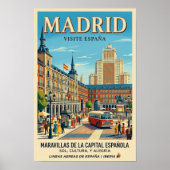 Reisposter uit de jaren 60, Madrid, Spanje Poster (Voorkant)