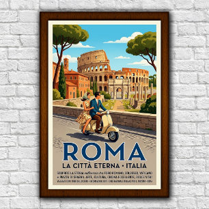 Reisposter uit de jaren 60, Rome, Italië, vintage Poster