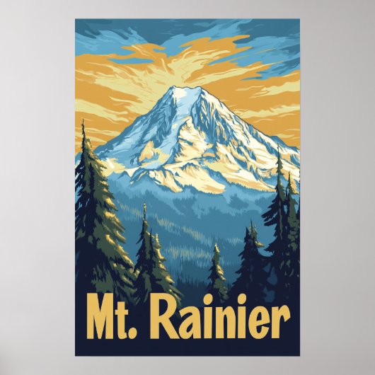 Reisposter uit het Mount Rainier-tijdperk Poster (Voorkant)