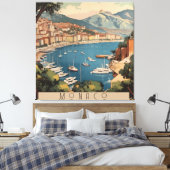 Reisposter uit het verleden met uitzicht op de hav canvas afdruk (Insitu (Slaapkamer))