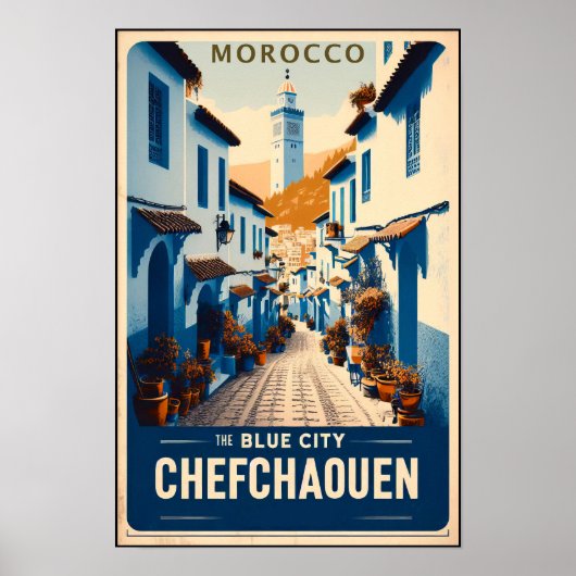 Reisposter uit het verleden van Chefchaouen, Marok Poster (Voorkant)