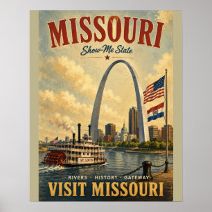 Reisposter uit het verleden van Missouri met St. L Poster