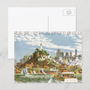 Reisposter uit vroeger tijden San Francisco Bay Fe Briefkaart