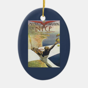 Reisposter uit vroeger tijden, Vliegtuig boven Nic Keramisch Ornament