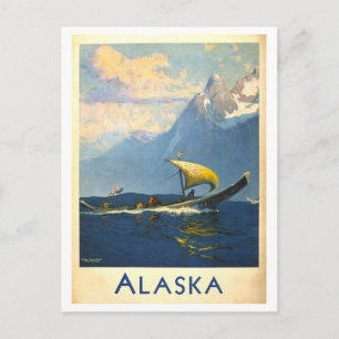 Reisposter uit vroeger tijden voor Alaska Briefkaart