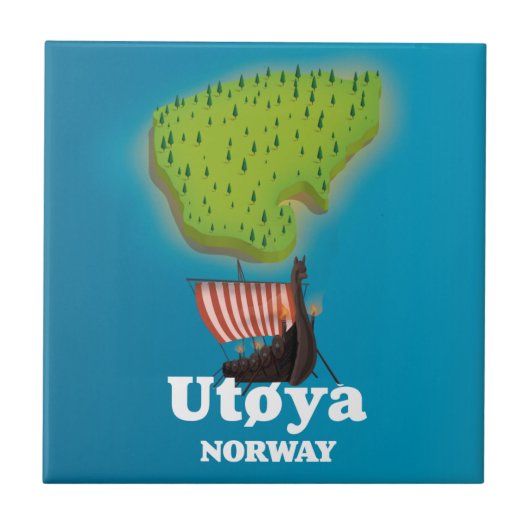 Reisposter Utøya Noorwegen Tegeltje (Voorkant)