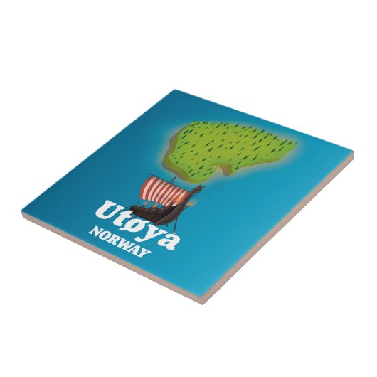 Reisposter Utøya Noorwegen Tegeltje (Zijkant)