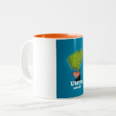 Reisposter Utøya Noorwegen Tweekleurige Koffiemok (Voorkant links)