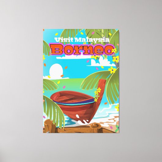 Reisposter van Borneo Island Canvas Afdruk (Voorkant)